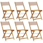 Syfax Klappstühle, 6-teilig, taupefarbener Stoff und Massivholz