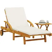 vidaXL Design Sonnenliege mit Auflage und Tisch Massivholz Akazie, Gartenliegen 2024 Neu
