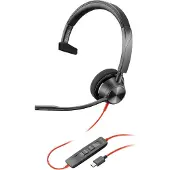 Poly Black Wire 3210 Kabelgebundenes Headset, Mikrofon mit Geräuschunterdrückung, einohriges Design