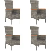 Syfax Gartenstühle mit Kissen 4 Stk. Poly Rattan Grau