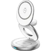 Force Power , Qi 3in1 Ladestation 15W MagSafe kompatibel faltbar, Weiß / Grau