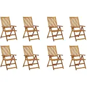 vidaXL Klappbare Gartenstühle mit Kissen 8 Stk. Massivholz Akazie