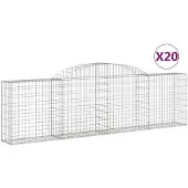 vidaXL Gabionen mit Hochbogen 20 Stk. 300x30x80/100cm Verzinktes Eisen