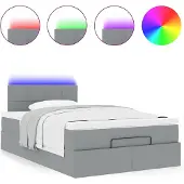 Syfax Ottoman-Bett mit Matratze & LEDs Hellgrau 120x190 cm Stoff