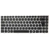 T-ProTek DEUTSCHE - schwarz + silber Rahm + backlit Tastatur für Sony Vaio VPCS13V5002B