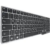 T-ProTek DEUTSCHE-Tastatur Schwarz ,Silber Rahmen ,Trackpoint für Fujitsu LifeBook E753 754 756