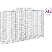 vidaXL Gabionen mit Hochbogen 13 Stk 300x50x180/200cm Verzinktes Eisen