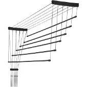 Kadax Deckenwäschetrockner "Torp", Deckentrockner Traglast 12kg, 6 Stäbe, 130 cm, schwarz