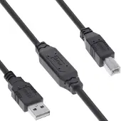 InLine USB 2.0 Aktiv-Kabel, USB-A Stecker zu USB-B Stecker, 10m, 10 m, USB A, USB B, USB 2.0, 0,48 Gbit/s, Schwarz