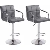 CLP 2er Set Barhocker Lucy V2 höhenverstellbar und drehbar grau Gestell Farbe chrom