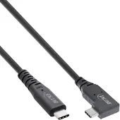 InLine USB4 Kabel, USB-C einseitig gewinkelt, PD 240W 8K60Hz, TPE schwarz, 1,5m, 1,5 m, USB C, USB C, USB4 Gen 3x2, 40 Gbit/s, Schwarz