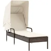 Syfax Sonnenliege mit Dach Braun Poly Rattan