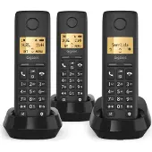 Gigaset PURE 100 trio, Analoges/DECT-Telefon, Kabelloses Mobilteil, Freisprecheinrichtung, 50 Eintragungen, Anrufer-Identifikation, Schwarz