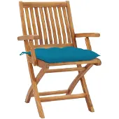 vidaXL Gartenstühle 2 Stk. mit Hellblauen Kissen Massivholz Teak