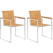 vidaXL Gartenstühle mit Kissen 2 Stk. Massivholz Teak und Stahl