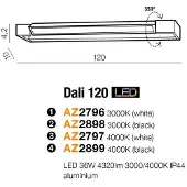 Azzardo LED-Badezimmerwandleuchte Dali 120 3000K weiß AZ2796 36W 4320lm 3000K IP44 120cm weiß