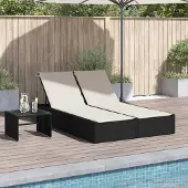 Prolenta Maison Exclusive - Doppel-Sonnenliege mit Kissen Schwarz Poly Rattan