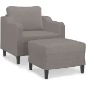 vidaXL Sessel mit Hocker Taupe 60 cm Stoff