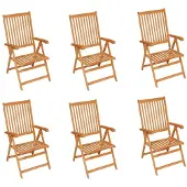 vidaXL Gartenstühle 6 Stk. mit Königsblauen Kissen Massivholz Teak
