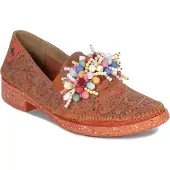 MACIEJKA Orange Stiefeletten mit Blumenapplikationen, 3 cm Absatzhöhe