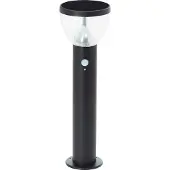 Brilliant schwarze Solar Außensockelleuchte TULIP | mit Bewegungsmelder | 3W 430lm 3000K | Edelstahl/Kunststoff