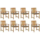 vidaXL Möbel Gartenstühle mit Kissen 8 Stk. Massivholz Akazie - Gartensessel 3078167