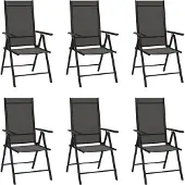 vidaXL Möbel Gartenstühle Klappbar 6 Stk. Textilene Schwarz - Gartenstühle 312179