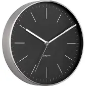 Karlsson - Wanduhr Minimal - Schwarz/Nickel - Ø27,5cm