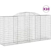 vidaXL Gabionen mit Hochbogen 10 Stk 300x50x140/160cm Verzinktes Eisen
