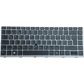 T-ProTek DEUTSCHE-Tastatur Schwarz , Silber Rahmen,Trackpoint für HP EliteBook 840 G5 5DF23ES