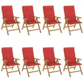 vidaXL Gartenstühle mit Auflagen 8 Stk. Massivholz Teak