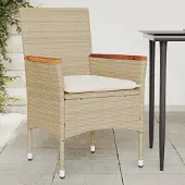 vidaXL CLORIS Gartenstühle mit Kissen 2 Stk. Beige Poly Rattan 368121