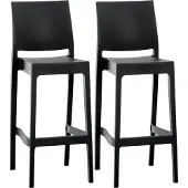 CLP 2er Set Barhocker Maya Kunststoff schwarz