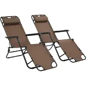 Prolenta Maison Exclusive - Klappbare Sonnenliegen 2 Stk. mit Fußablage Braun