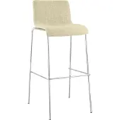 CLP Barhocker Hover stapelbar Stoffbezug Vierfußgestell bis 150 kg creme Gestell Farbe chrom