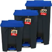 Floordirekt Mülleimer Olaf für Haushalt, Büro & Gewerbe viele Farben & Größen Blau 80 Liter