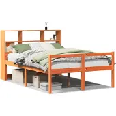 Syfax Massivholzbett ohne Matratze Wachsbraun 140x190 cm Massivholz