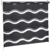 KS Handel 24 Doppelrollo Fensterrollo WELLE mit 3D EFFEKT (schwarz, 55x200 cm)
