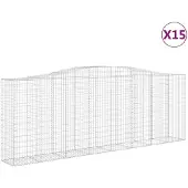 vidaXL Gabionen mit Hochbogen 15 Stk 400x50x140/160cm Verzinktes Eisen