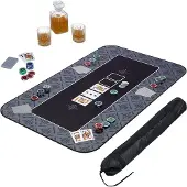 Relaxdays Pokermatte 100 x 60 cm, Texas Holdem, Pokertischauflage groß, rutschhemmend, Polyester, Pokerzubehör, schwarz