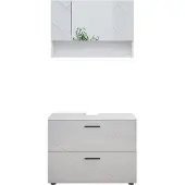 Vicco Badmöbel-Set Irma Weiß Hochglanz 2 Teile, Unterschrank 80 cm, Model 39584