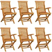 Prolenta Maison Exclusive - Klappstühle mit Anthrazit Kissen 6 Stk. Massivholz Teak