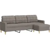 vidaXL 3-Sitzer-Sofa mit Hocker Taupe 210 cm Stoff