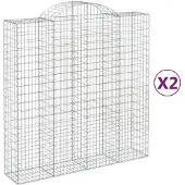vidaXL Gabionen mit Hochbogen 2 Stk. 200x50x200/220cm Verzinktes Eisen