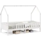 Syfax Kinderbett Hausbett Weiß 80x200 cm Massivholz Kiefer