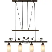Nowa Hängeleuchte Metall rostfarben, Glas alabaster Optik, Höhenverstellbar, LxBxH: 720x100x1600mm, höhenverstellbar 1600mm-1000mm, exkl. 4x E14 28W 230V