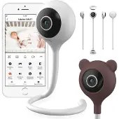 Lionelo Babyphone Babyline Smart Camera Wi-Fi Monitor, Mobile App, Bewegungs Geräuscherkennung, Sichtbarkeit im Dunkeln, Zwei-Wege Kommunikation White