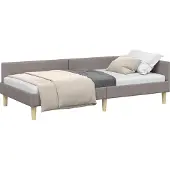 Syfax Eckbettgestell Taupe 100 x 200 cm Stoff