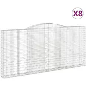 vidaXL Gabionen mit Hochbogen 8 Stk. 400x30x180/200cm Verzinktes Eisen