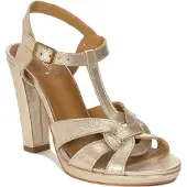MACIEJKA Goldene Naturleder Sandalen mit 11,5 cm Absatz und praktischer Schnalle